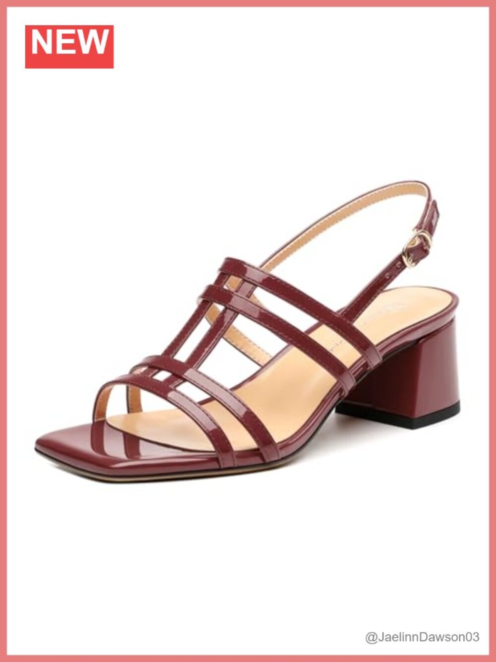 Women Square Open Toe Ankle Strap 2 Inch Low Heel Strappy Sandals